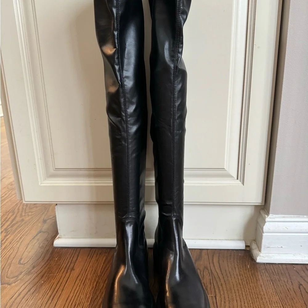 $550 PAUL GREEN Osborne Over the Knee Boot LEATHER CHUNKY BLACK